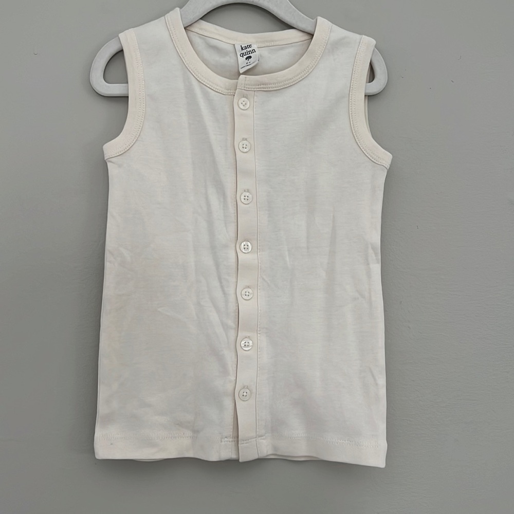 Kate Quinn White Cotton Button Tank 6Y